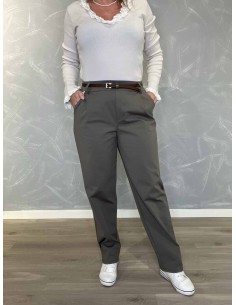 Khaki business bukser med bælte til kvinder – TIPPY Collection