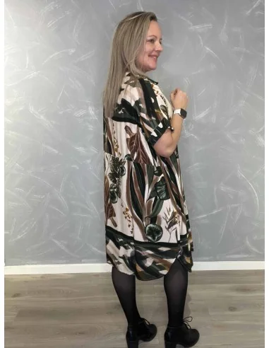 Bagside af grøn botanisk kjole til kvinder – TIPPY