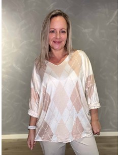 Beige let harlekin ternet strik til kvinder – TIPPY Collection