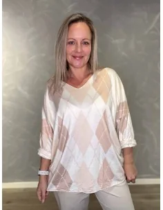 Beige let harlekin ternet strik til kvinder – TIPPY Collection