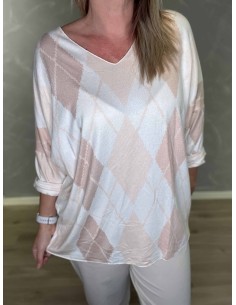 Beige let harlekin ternet strik til kvinder – TIPPY Collection 2