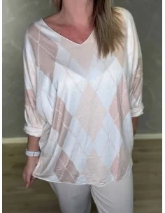 Beige let harlekin ternet strik til kvinder – TIPPY Collection 2