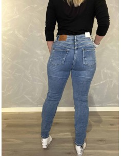Denim blå Karostar bukser med knapper til kvinder – TIPPY 2