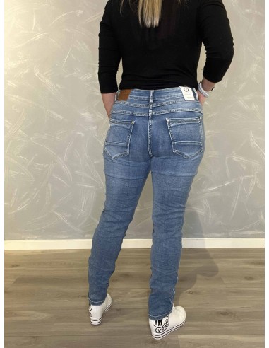 Bagside af denim blå Karostar bukser til kvinder – TIPPY