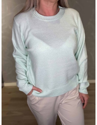 Ribkanter på mint let strik sweater – TIPPY