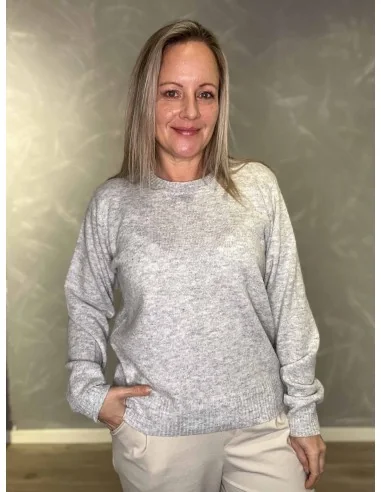 Lys grå let strik sweater til kvinder – TIPPY Design
