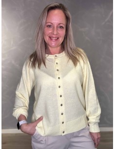 Gul strik cardigan med lange ærmer til kvinder – TIPPY Design