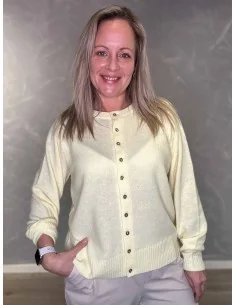 Gul strik cardigan med lange ærmer til kvinder – TIPPY Design