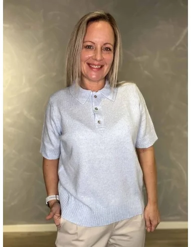 Sky strik polo med krave til kvinder – TIPPY Design