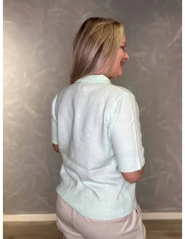 Bagside af mint strik polo til kvinder – TIPPY