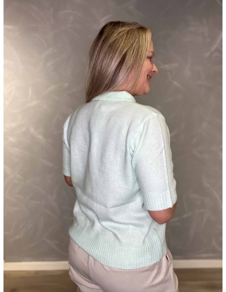 Bagside af mint strik polo til kvinder – TIPPY