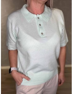 Mint strik polo med krave til kvinder – TIPPY Design 2