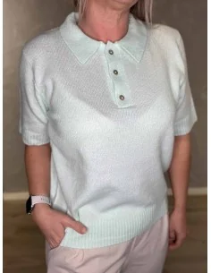 Mint strik polo med krave til kvinder – TIPPY Design 2