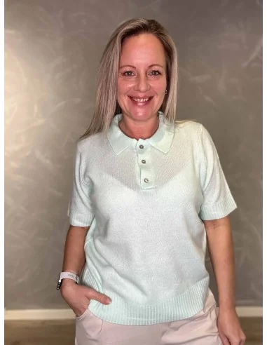 Mint strik polo med krave til kvinder – TIPPY Design