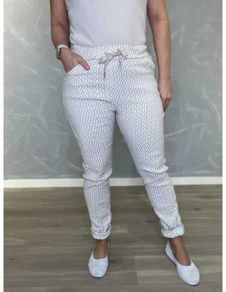 Beige bukser med zigzag mønster til kvinder – Tippy Collection