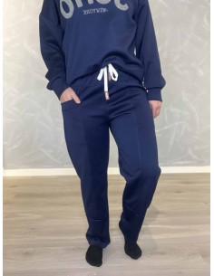 Navy sweat bukser med lommer til kvinder – Tippy Collection