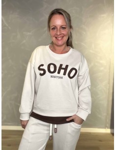 Sand sweatbluse med Soho print til kvinder – Tippy Collection