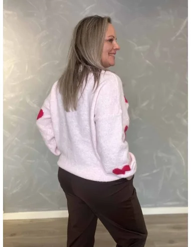 Bagside af rosa strik bluse til kvinder – TIPPY