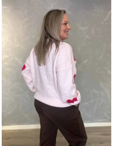 Bagside af rosa strik bluse til kvinder – TIPPY