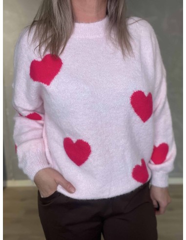 Hjerte mønster på rosa strik bluse – TIPPY