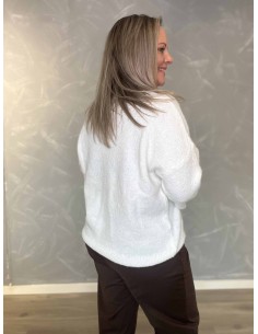 “Hvid strik bluse med hjerter til kvinder – Tippy Collection 2