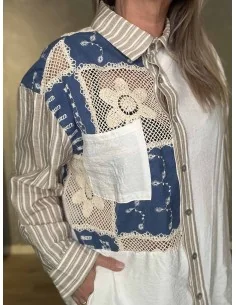 Hvid skjorte med denim detaljer til kvinder – Tippy Collection 2