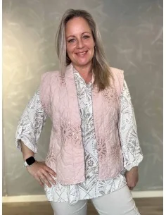 Rosa vatteret vest med palietter til kvinder – Tippy Collection