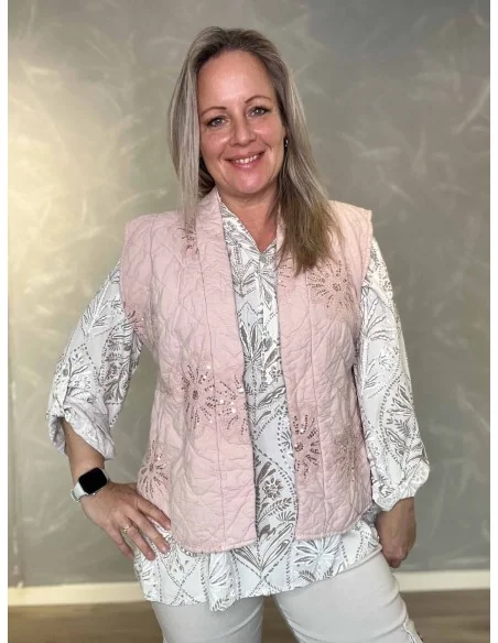 Rosa vatteret vest med palietter til kvinder – Tippy Collection