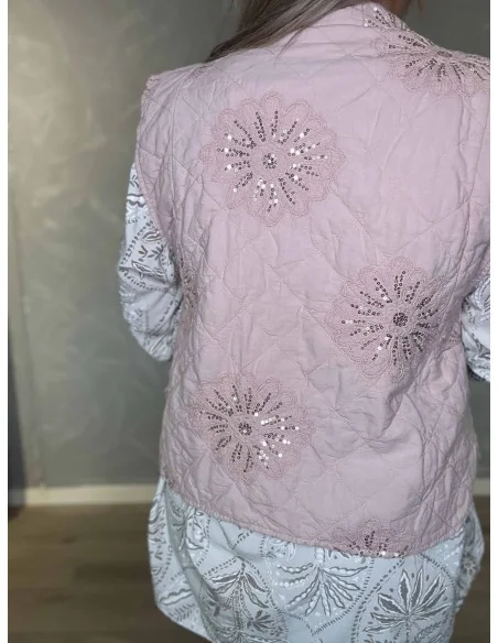 Bagside af rosa vatteret vest til kvinder – TIPPY