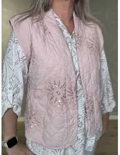 Rosa vatteret vest med palietter til kvinder – Tippy Collection 2