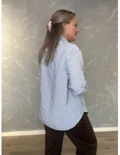 Sky stribet skjorte med flæsekrave til kvinder – Tippy Collection 2