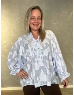 Sky boheme bluse i bomuld til kvinder – Tippy Collection