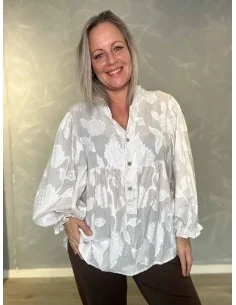 Sand boheme bluse i bomuld til kvinder – Tippy Collection