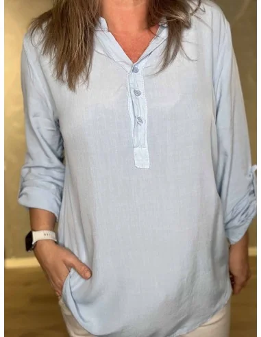 Knaplukning på sky skjorte bluse – TIPPY