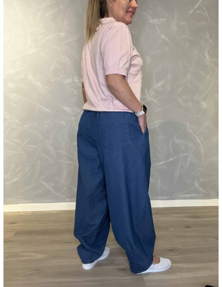 Bagside af baggy denim bukser i bomuld – TIPPY