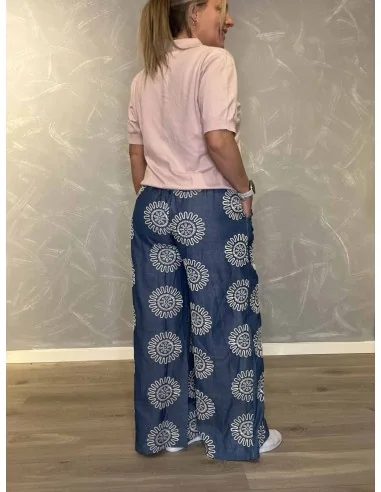 Bagside af blå viddede denim bukser til kvinder – TIPPY