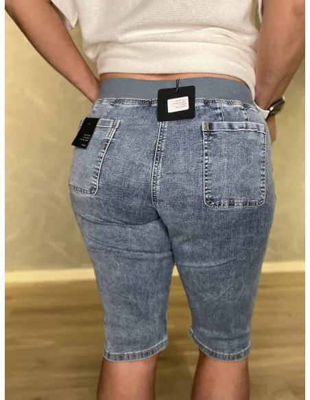 Elastiktalje på blå denim knickers – TIPPY