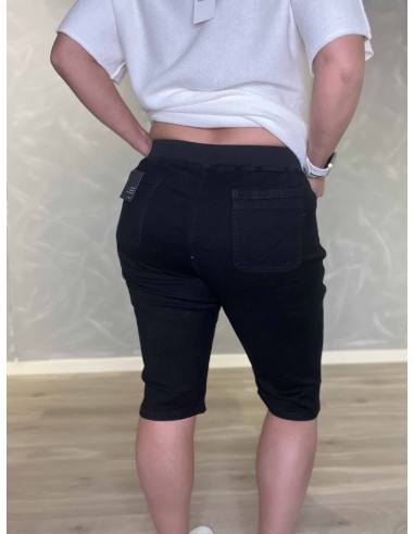 Elastiktalje på sort denim denim knickers – TIPPY