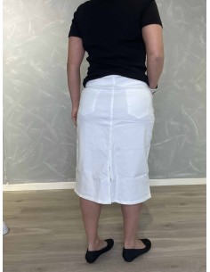 Hvid denim nederdel med slids til kvinder – Design by TIPPY 2