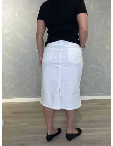 Bagside af hvid denim nederdel til kvinder – TIPPY