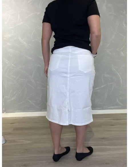 Bagside af hvid denim nederdel til kvinder – TIPPY