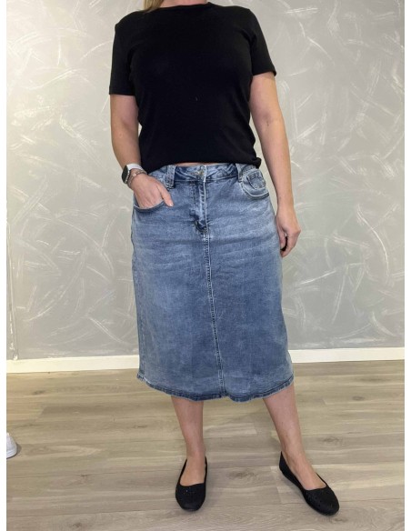 “Blå denim denim nederdel med slids til kvinder – Design by TIPPY