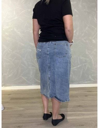 Bagside af blå denim denim nederdel til kvinder – TIPPY