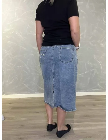 Bagside af blå denim denim nederdel til kvinder – TIPPY