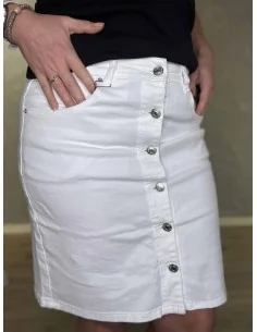 Hvid kort nederdel med knapper til kvinder – Design by TIPPY 2