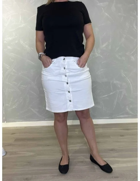 Hvid kort nederdel med knapper til kvinder – Design by TIPPY