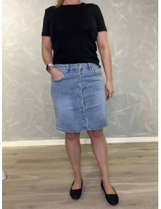 Blå denim kort nederdel med knapper til kvinder – Design by TIPPY