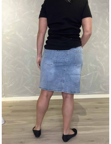 Bagside af blå denim kort nederdel til kvinder – TIPPY