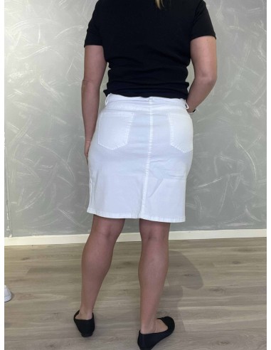 Bagside af hvid kort denim nederdel til kvinder – TIPPY