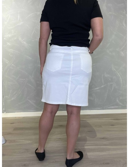 Bagside af hvid kort denim nederdel til kvinder – TIPPY